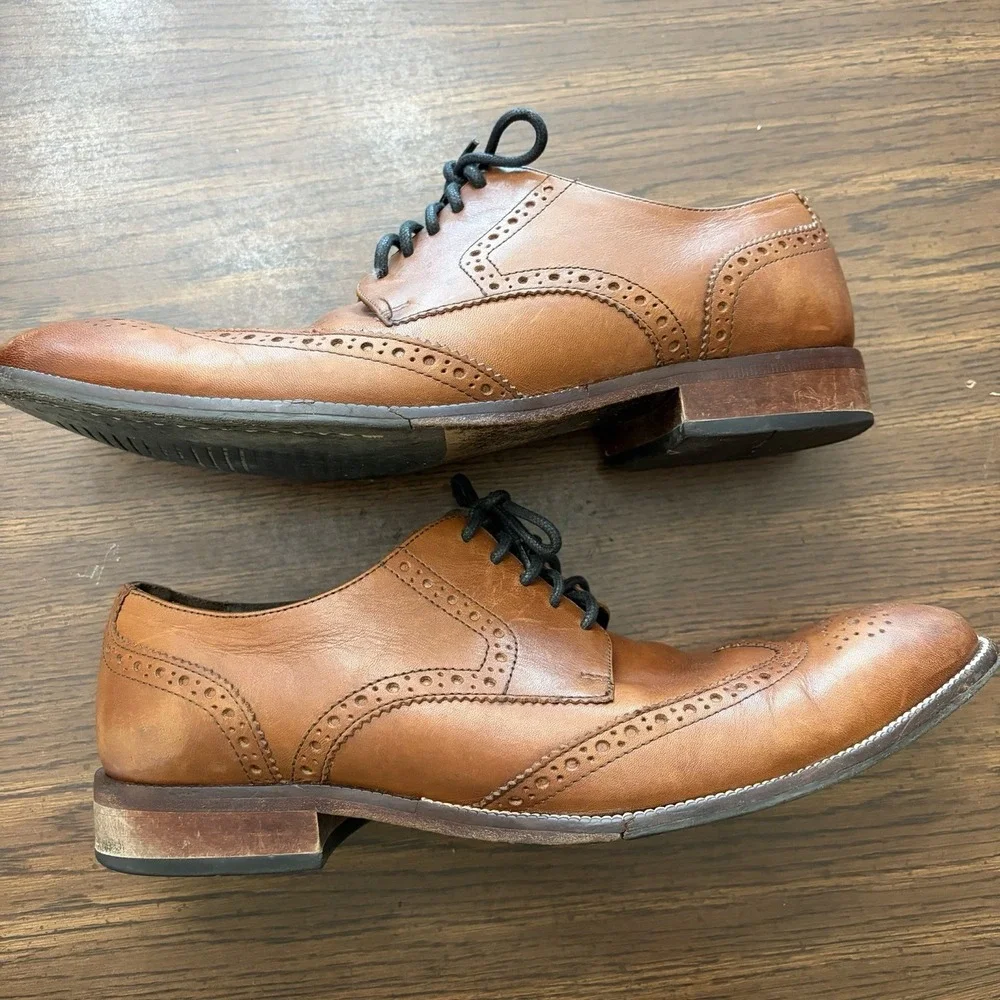 Cole Haan Men's Brown Leather Wingtips Size 10.5 Oxford Brogues